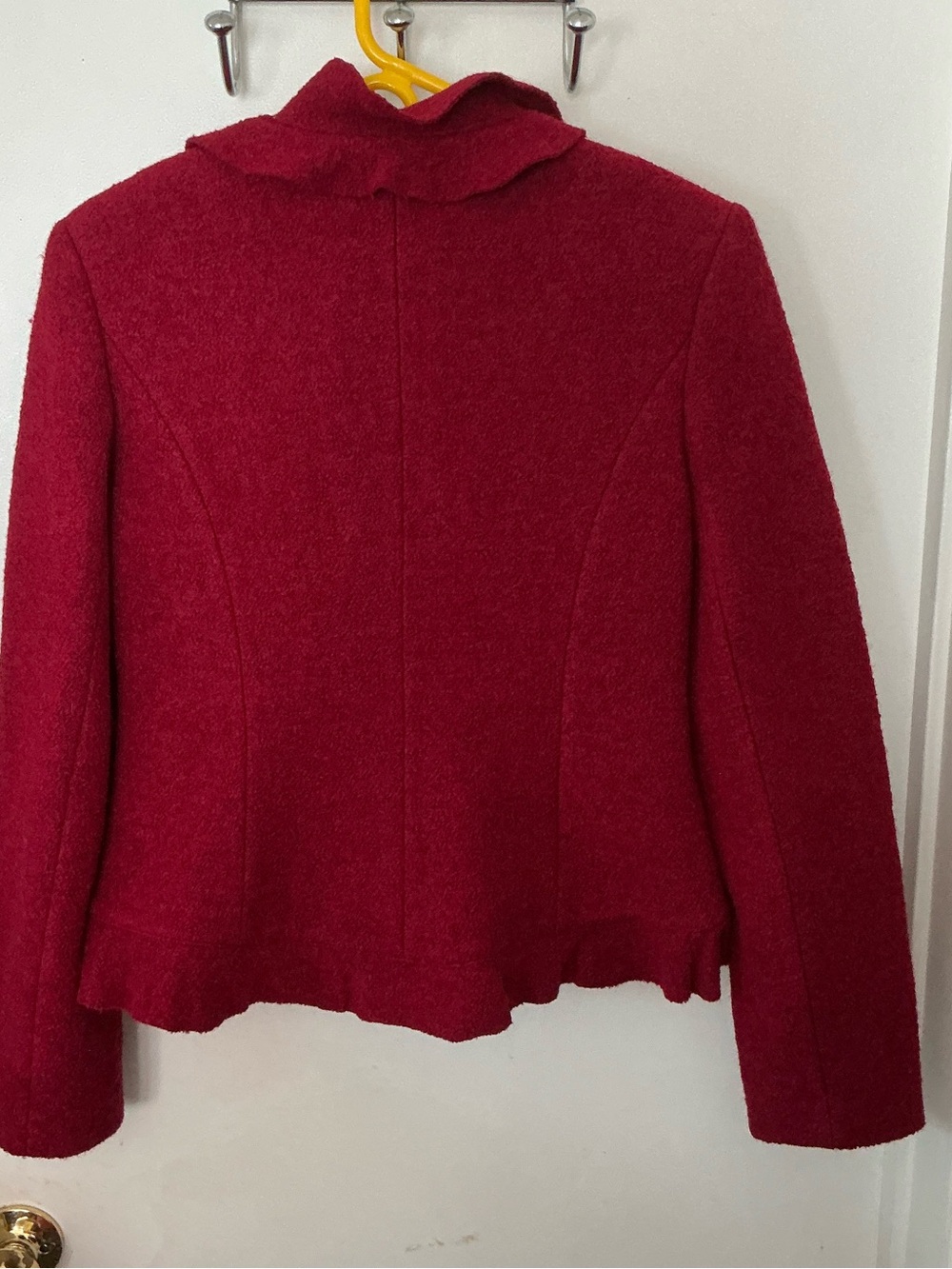 Boston Proper Red Wool-Blend Rosette & Ruffle Jacket, Size 8, Cottagecore - Picture 3 of 6